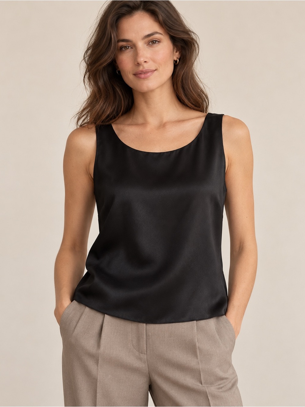 Lafayette 148 New York 100% Silk Sleeveless Shell Top – Black, Size 8, EUC